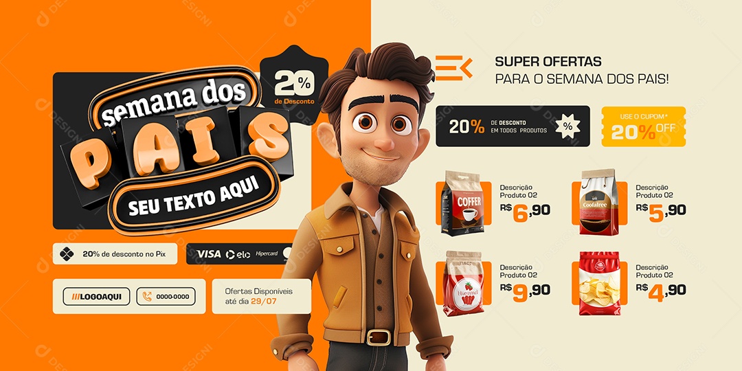 Carrossel Supermercado Semana dos Pais Super Ofertas Social Media PSD Editável