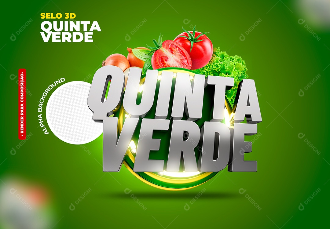 Quinta Verde Selo 3D para Composição PSD