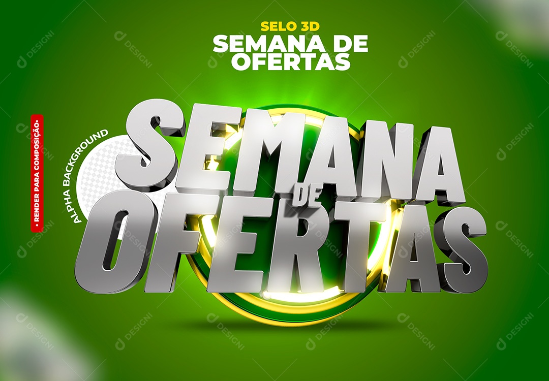 Semana de Ofertas Selo 3D para Composição PSD