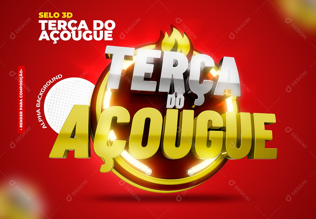 Terça do Açougue Selo 3D para Composição PSD