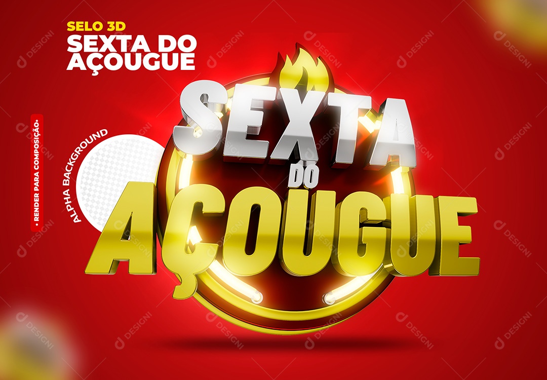 Sexta do Açougue Selo 3D para Composição PSD