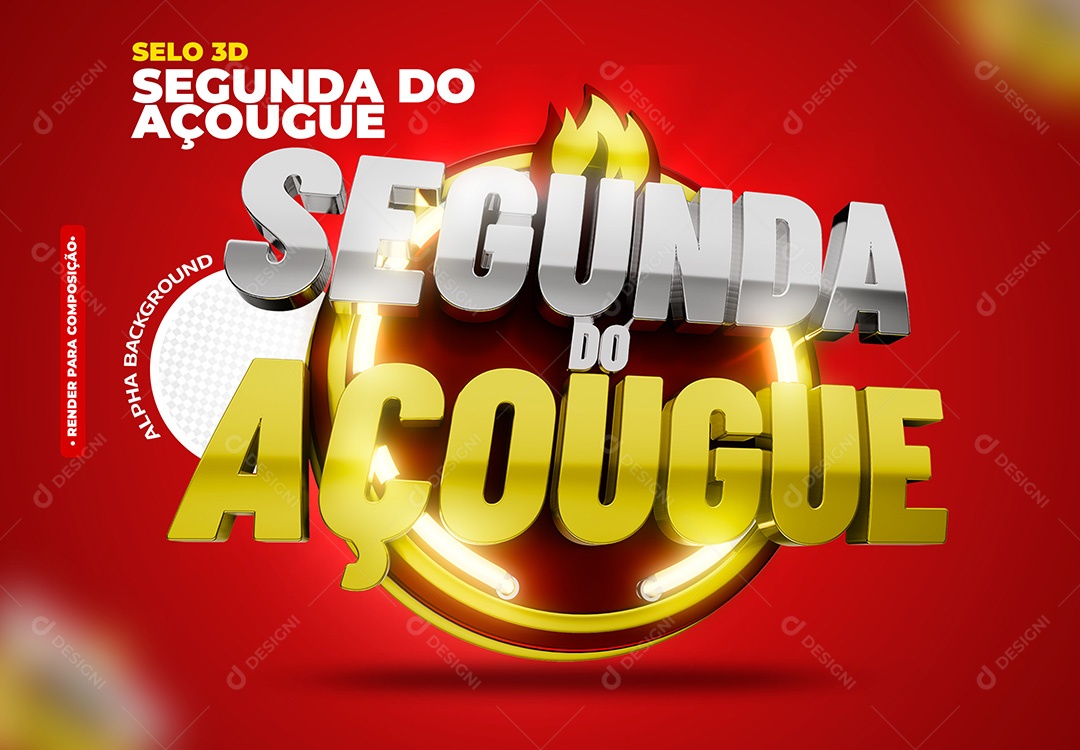 Segunda do Açougue Selo 3D para Composição  PSD