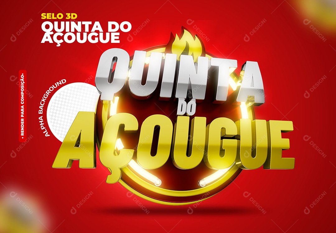 Quinta do Açougue Selo 3D para Composição PSD