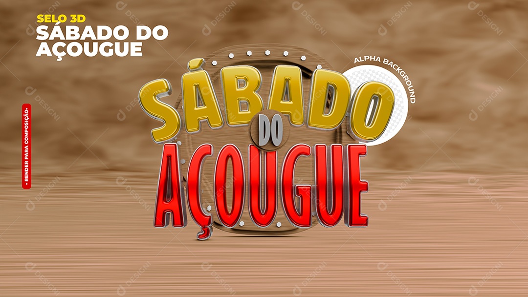Sábado de Açougue Selo 3D para Composição PSD