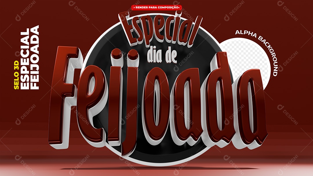 Especial Dia de Feijoada Selo 3D para Composição PSD