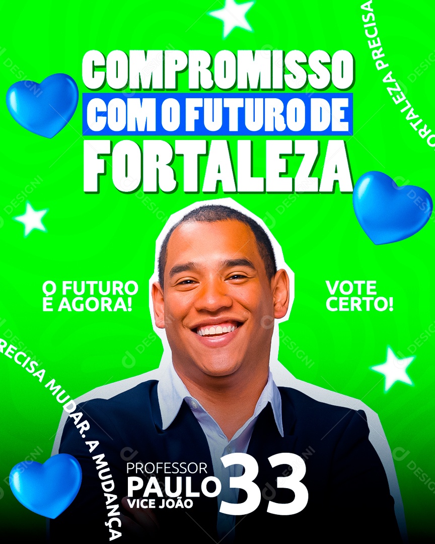 Política Compromisso com o Futuro de Fortaleza Social Media PSD Editável