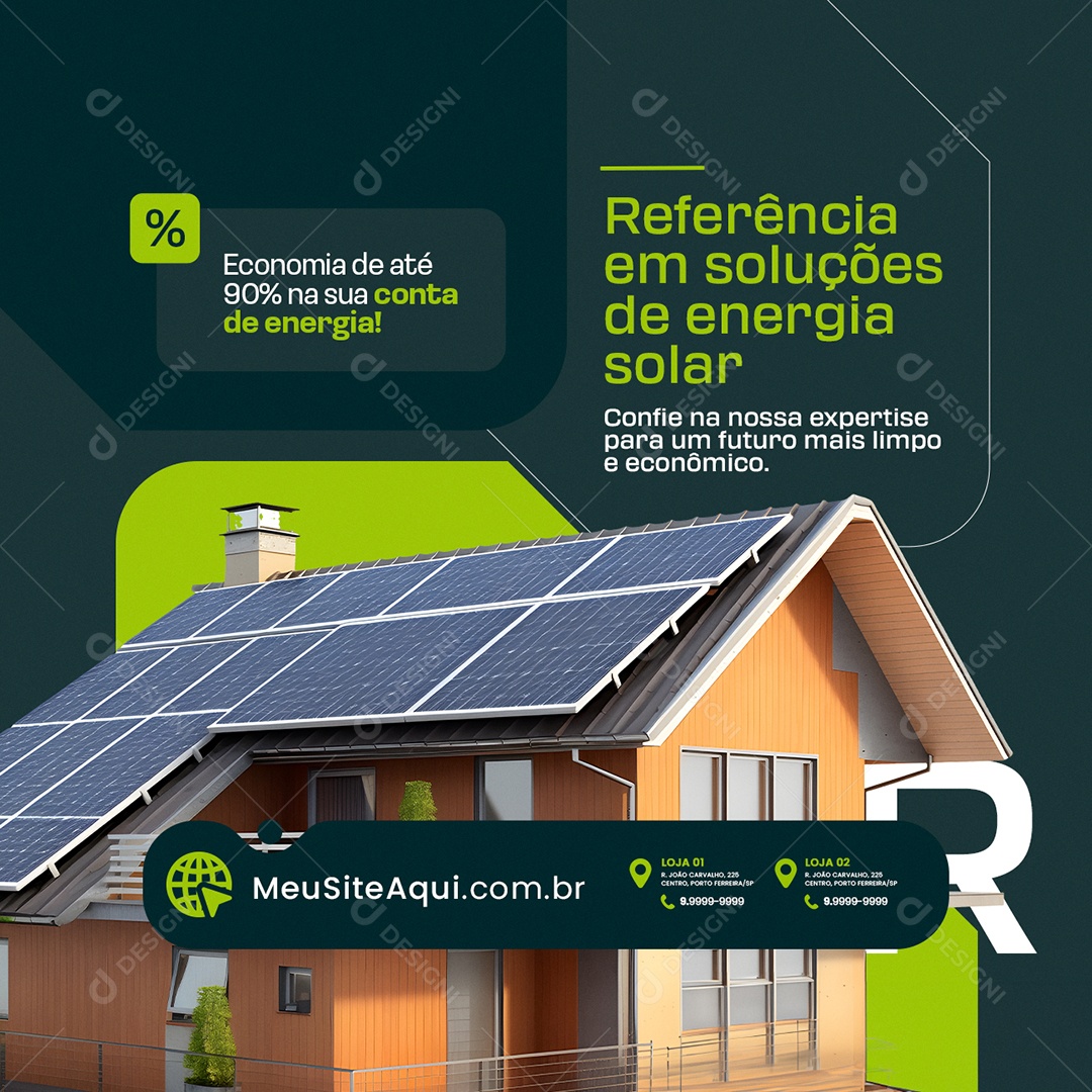 Energia Solar Referências em Soluções Social Media PSD Editável