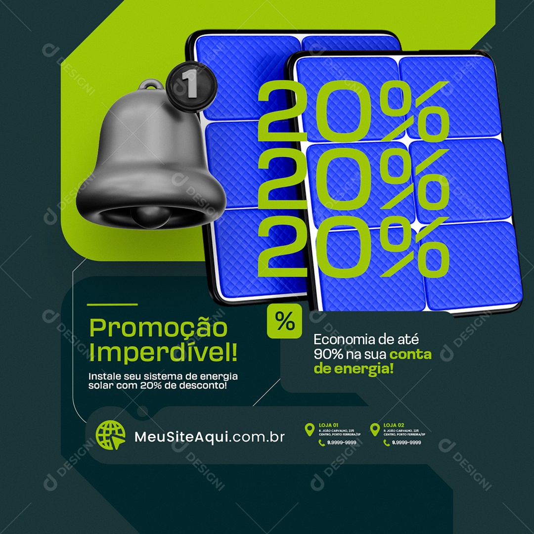 Energia Solar Promoção Imperdível Social Media PSD Editável