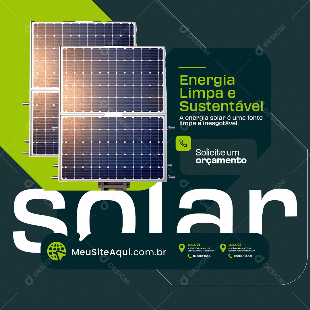 Energia Solar Energia Limpa e Sustentável Social Media PSD Editável