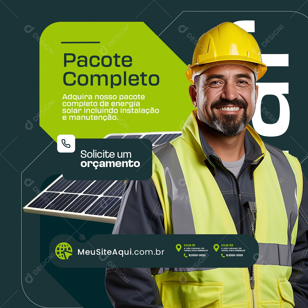 Energia Solar Pacote Completo Social Media PSD Editável