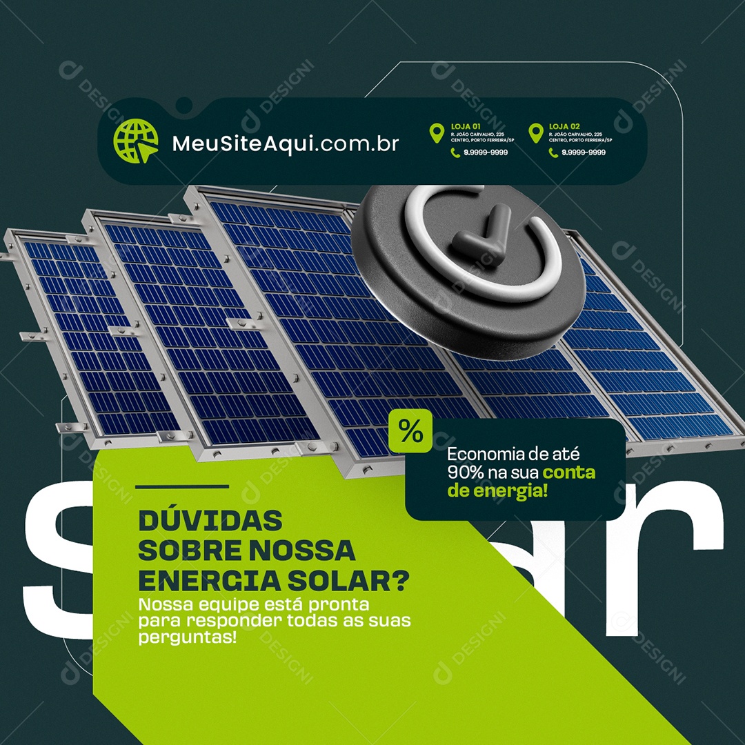 Dúvidas Sobre Energia Solar Social Media PSD Editável