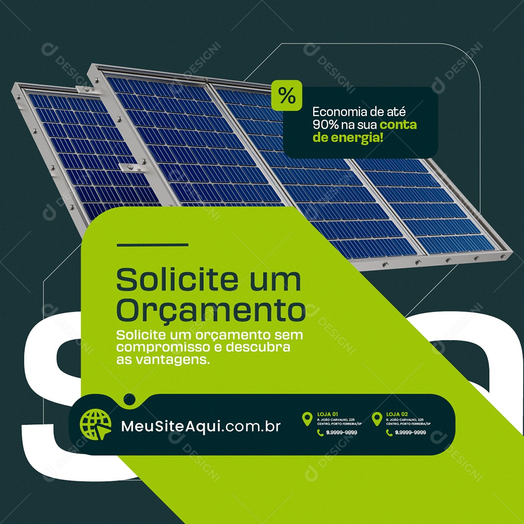 Energia Solar Solicite um Orçamento Social Media PSD Editável
