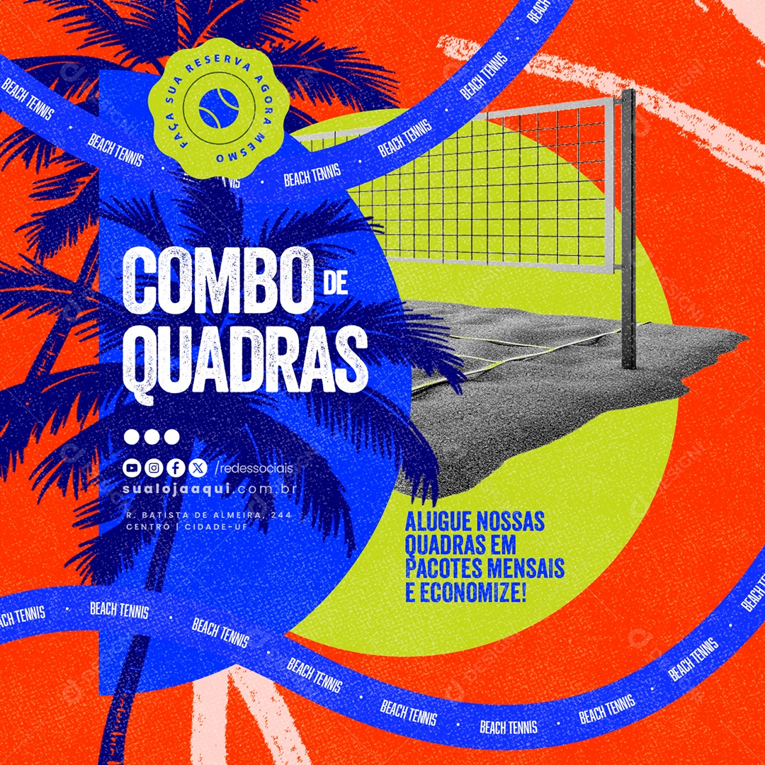 Beach Tennis Combo de Quadras Social Media PSD Editável