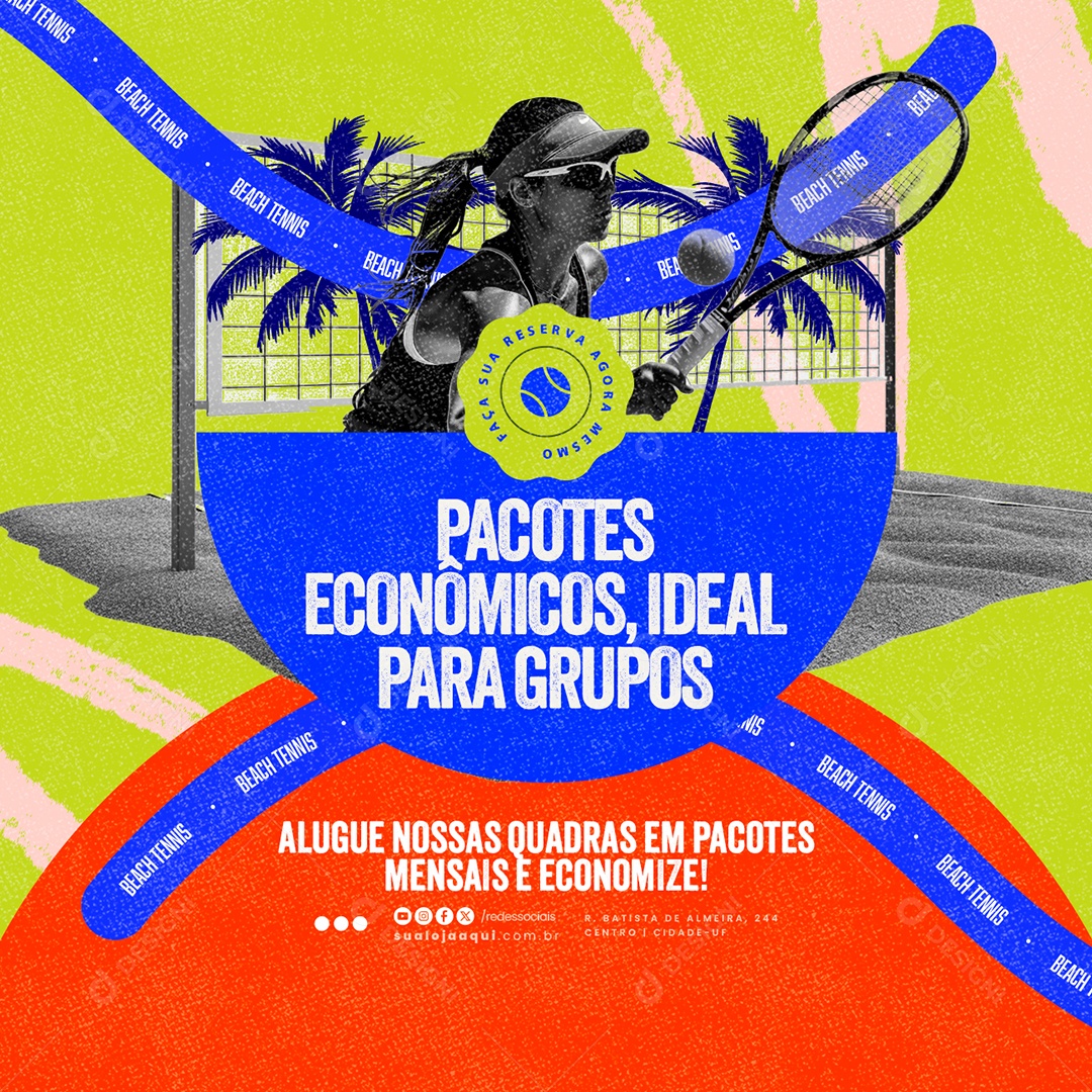 Beach Tennis Pacotes Econômicos Ideal Social Media PSD Editável