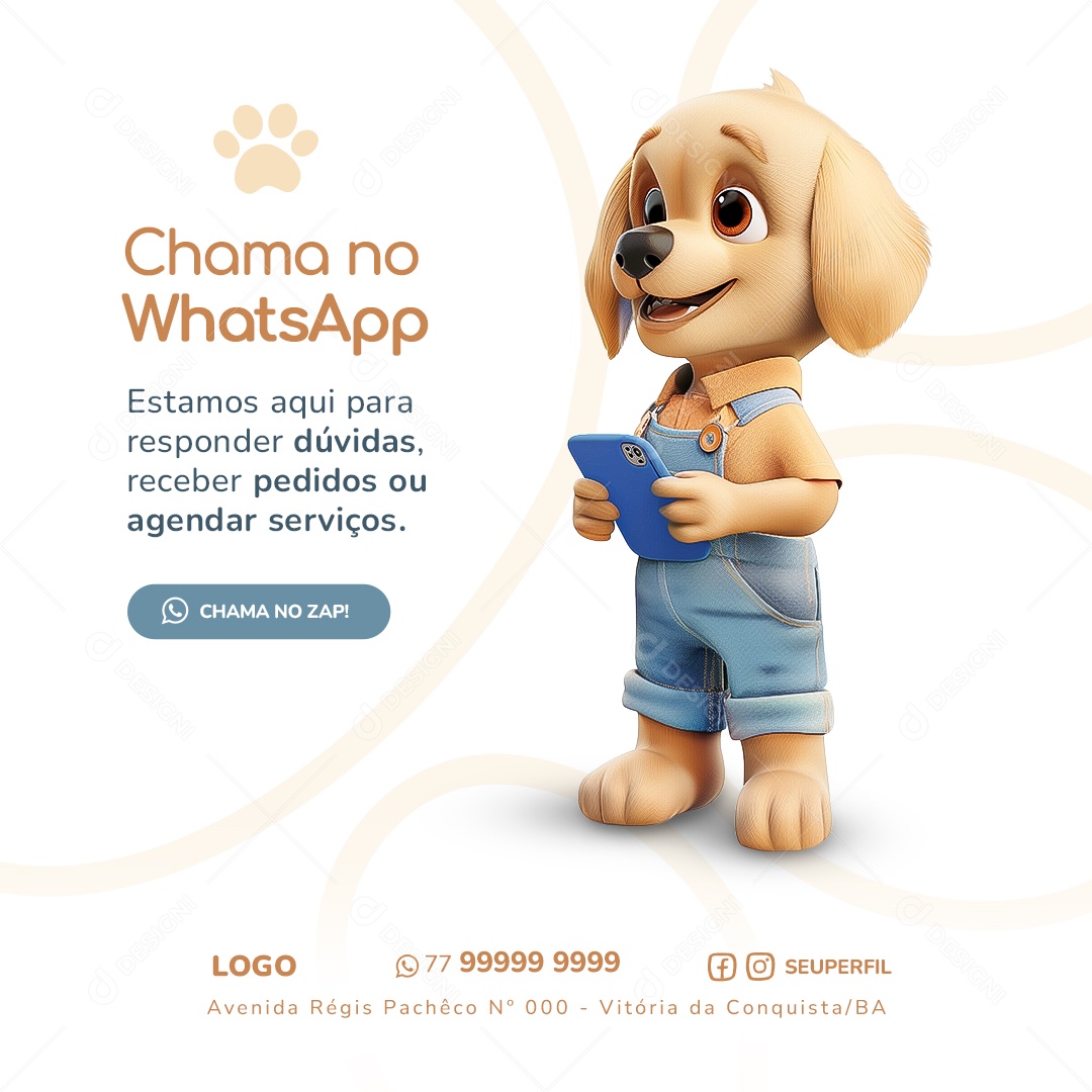 Chama no WhatsApp Social Media PSD Editável