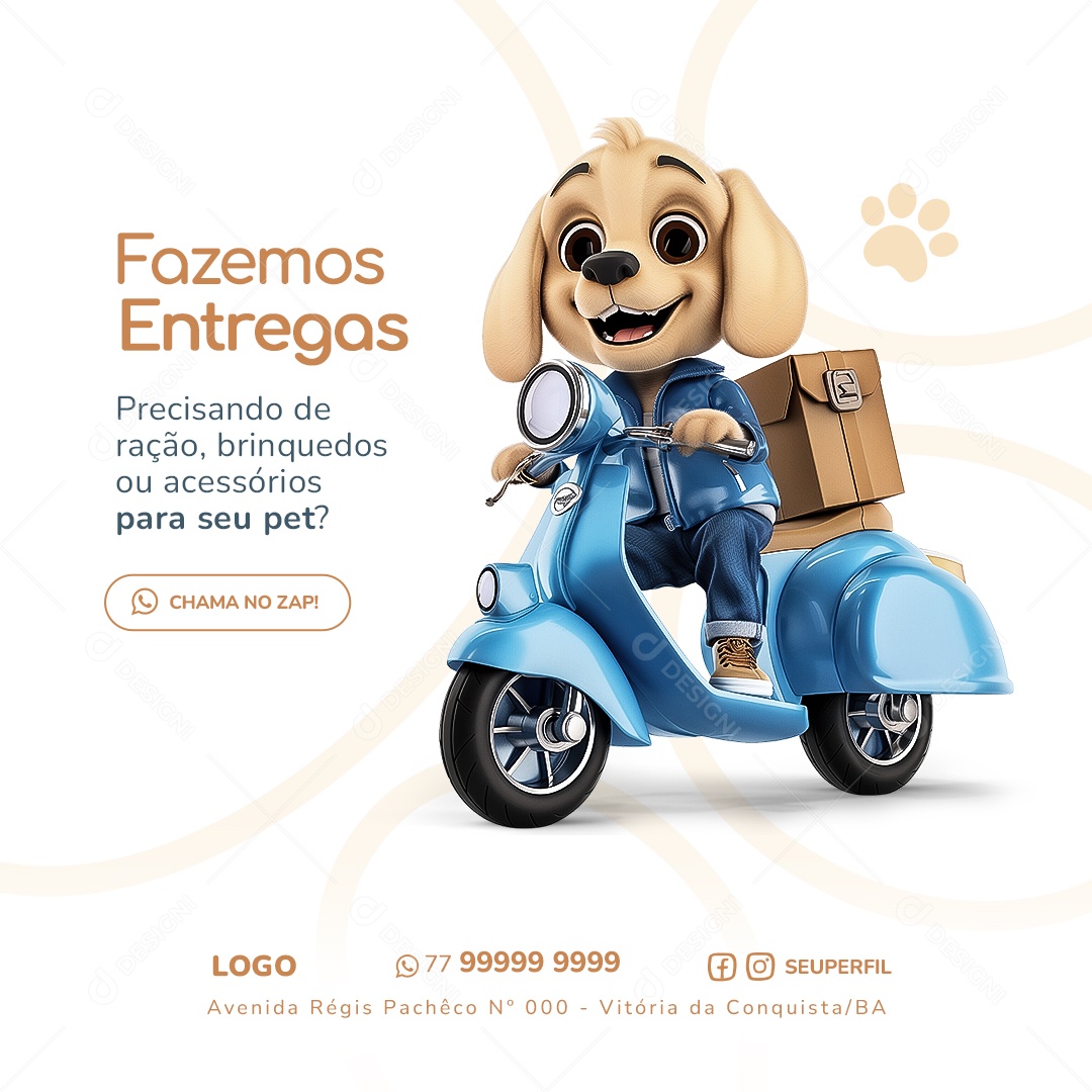 Fazemos Entregas Precisando de Ração Social Media PSD Editável