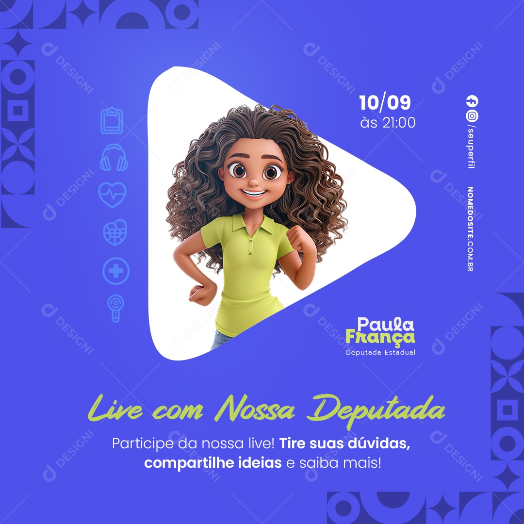 Política Paula França Social Media PSD Editável