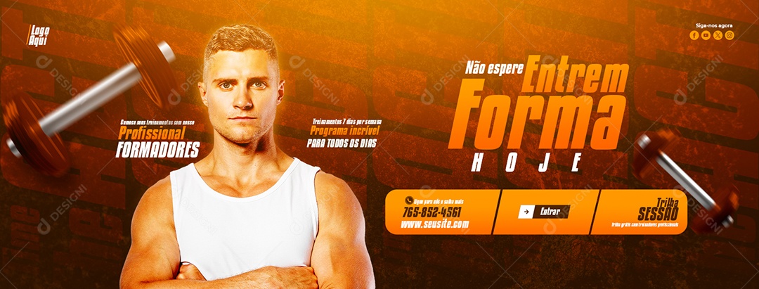 Social Media Banner Academia Entre em Forma PSD Editável