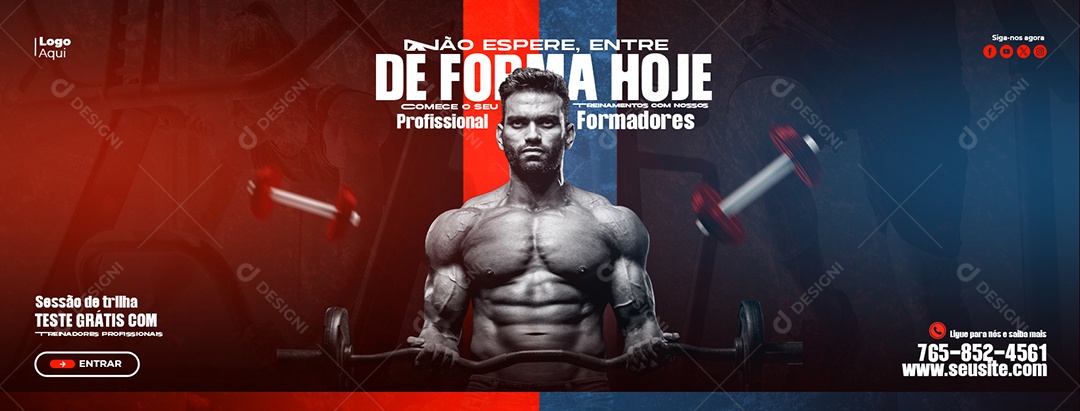 Social Media Banner Academia Não Espere PSD Editável