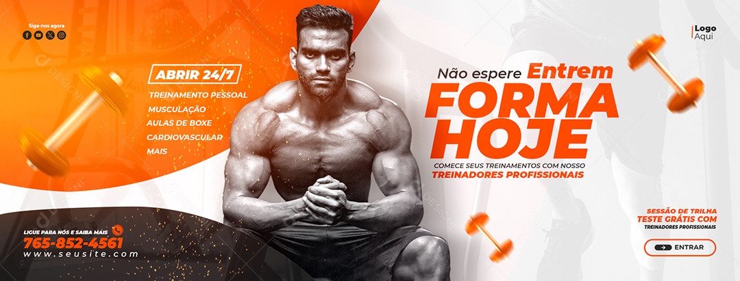 Social Media Banner Academia Forma Hoje PSD Editável