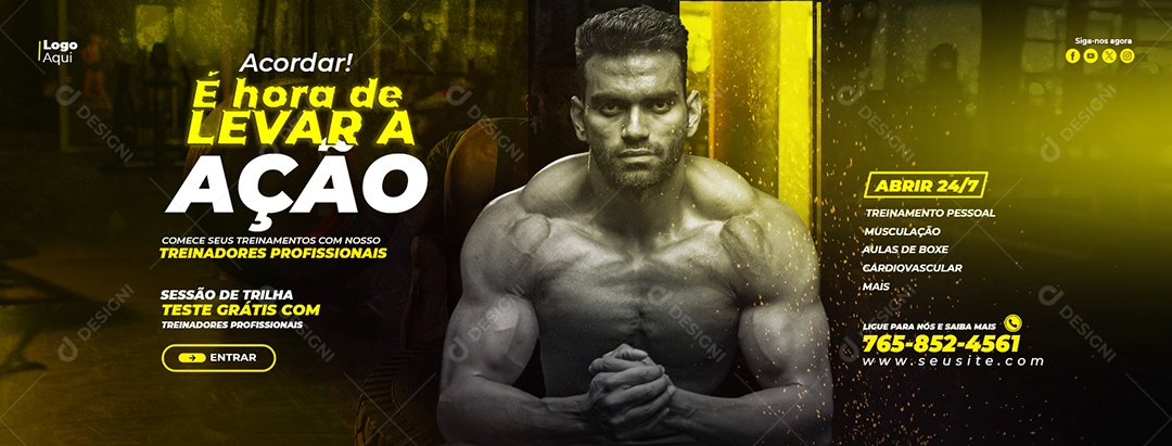 Social Media Banner Academia Treinadores Profissionais PSD Editável