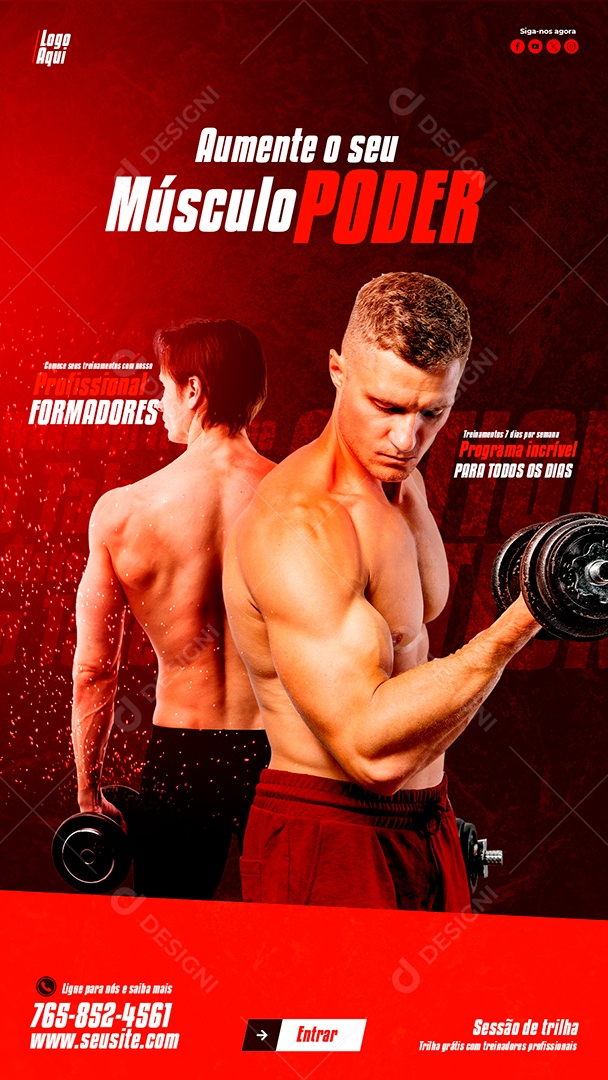 Social Media Story Academia Músculo Poder PSD Editável