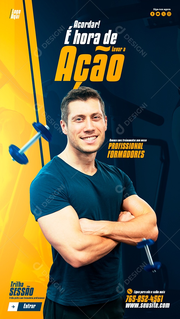 Social Media Story Academia Hora de Ação PSD Editável