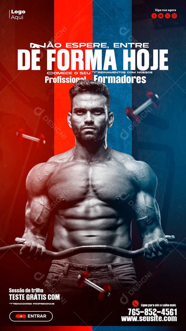 Social Media Story Academia Forma Hoje PSD Editável