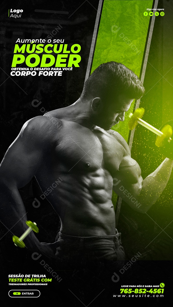 Social Media Story Academia Músculo Poder PSD Editável