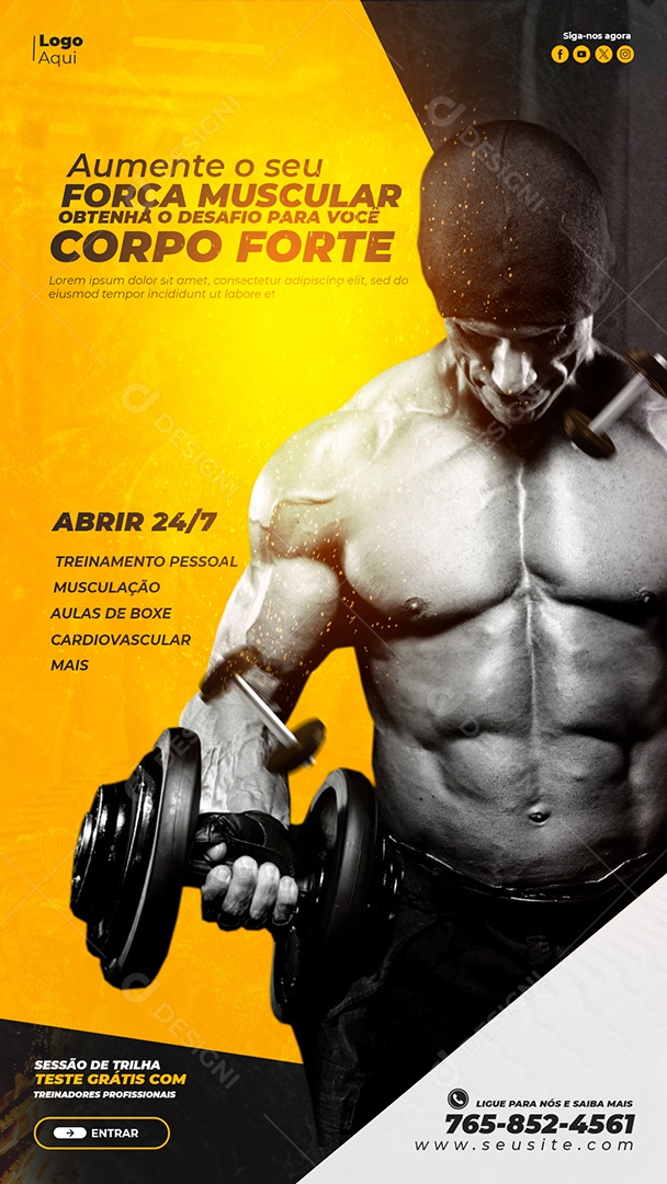 Social Media Story Academia Corpo Forte PSD Editável