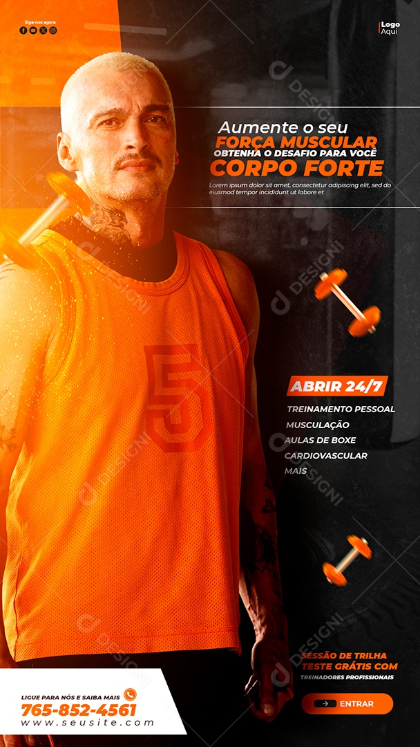 Social Media Story Academia Corpo Forte PSD Editável