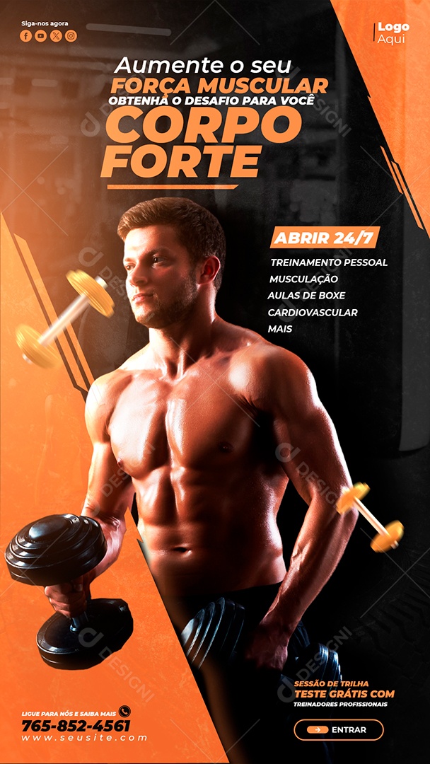 Social Media Story Academia Corpo Forte PSD Editável