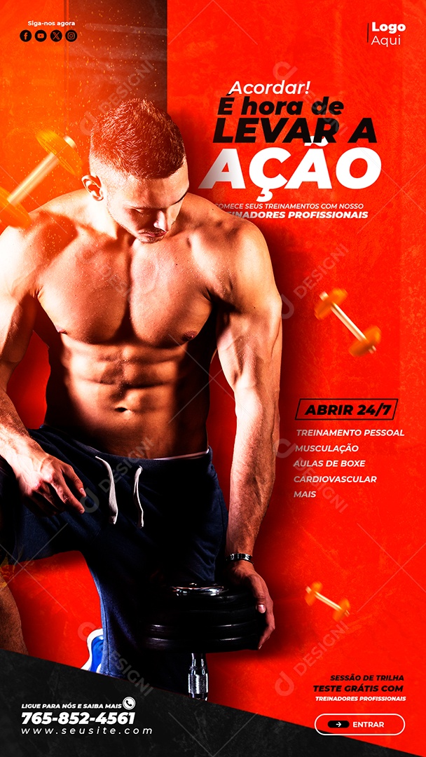 Social Media Story Academia Levar Ação PSD Editável