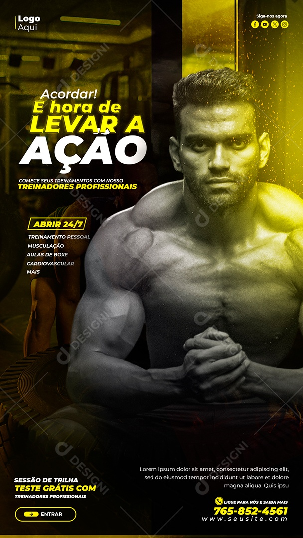 Social Media Story Academia Levar Ação PSD Editável