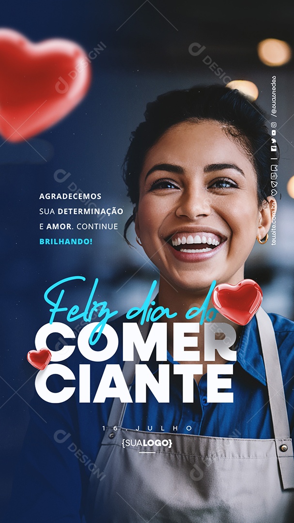 Story Feliz Dia do Comerciante 16 De Julho Social Media PSD Editável