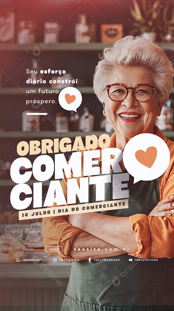 Story Dia do Comerciante 16 De Julho Obrigado Social Media PSD Editável