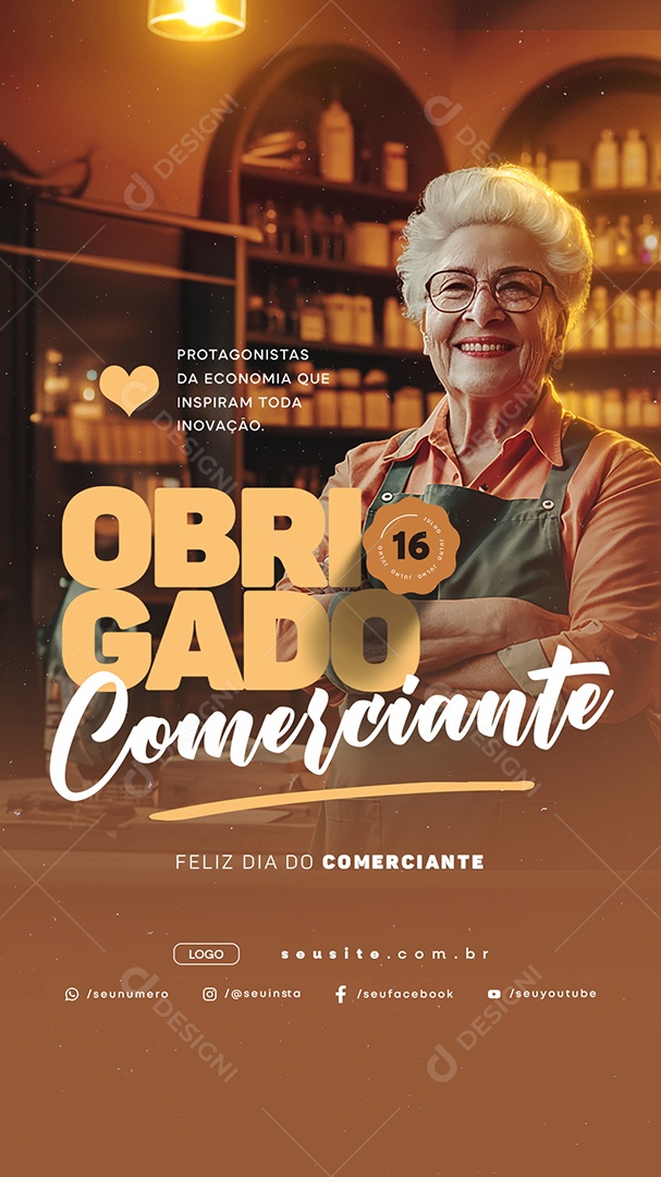 Story Dia do Comerciante 16 De Julho Obrigado Social Media PSD Editável