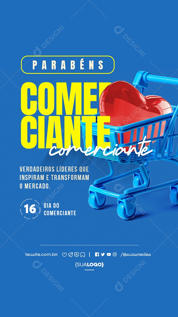 Story Parabéns Dia do Comerciante 16 De Julho Social Media PSD Editável