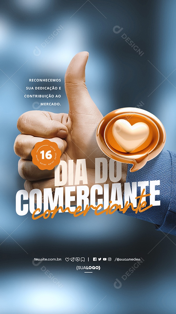 Story Dia do Comerciante 16 De Julho Social Media PSD Editável