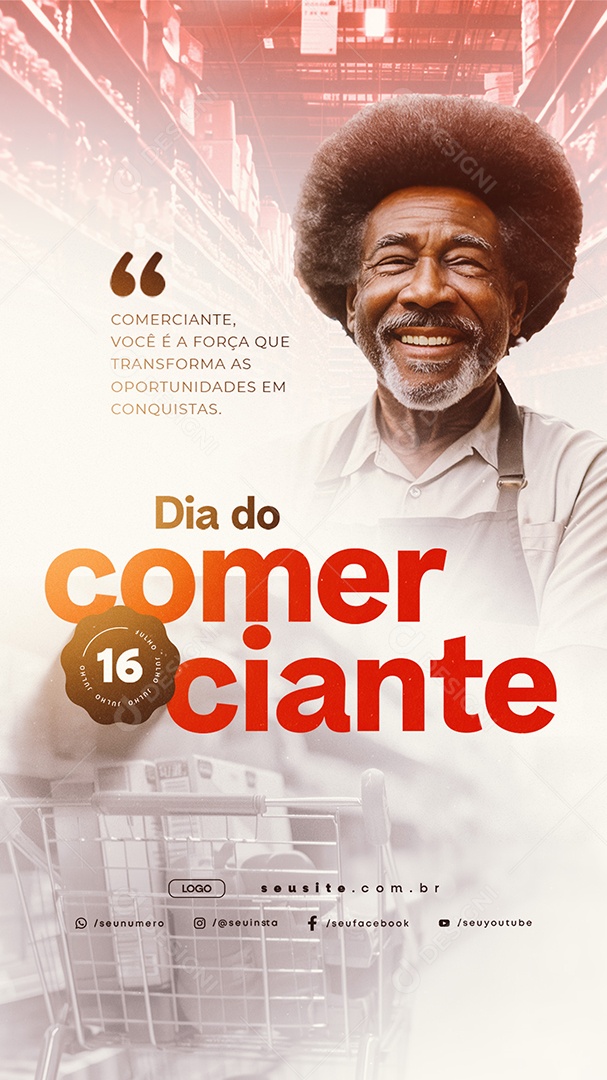 Story Dia do Comerciante 16 De Julho Social Media PSD Editável