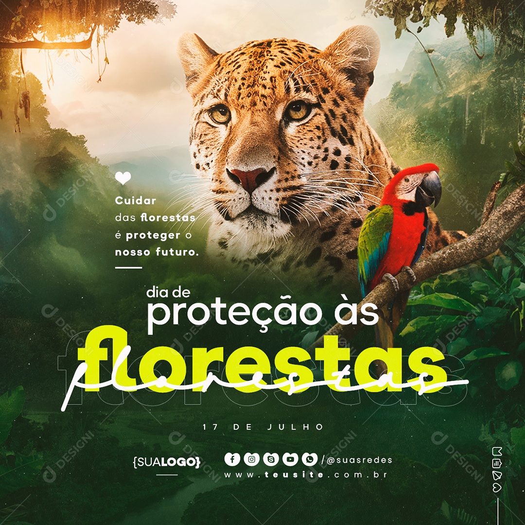 Dia de Proteção às Florestas 17 de Julho Social Media PSD Editável