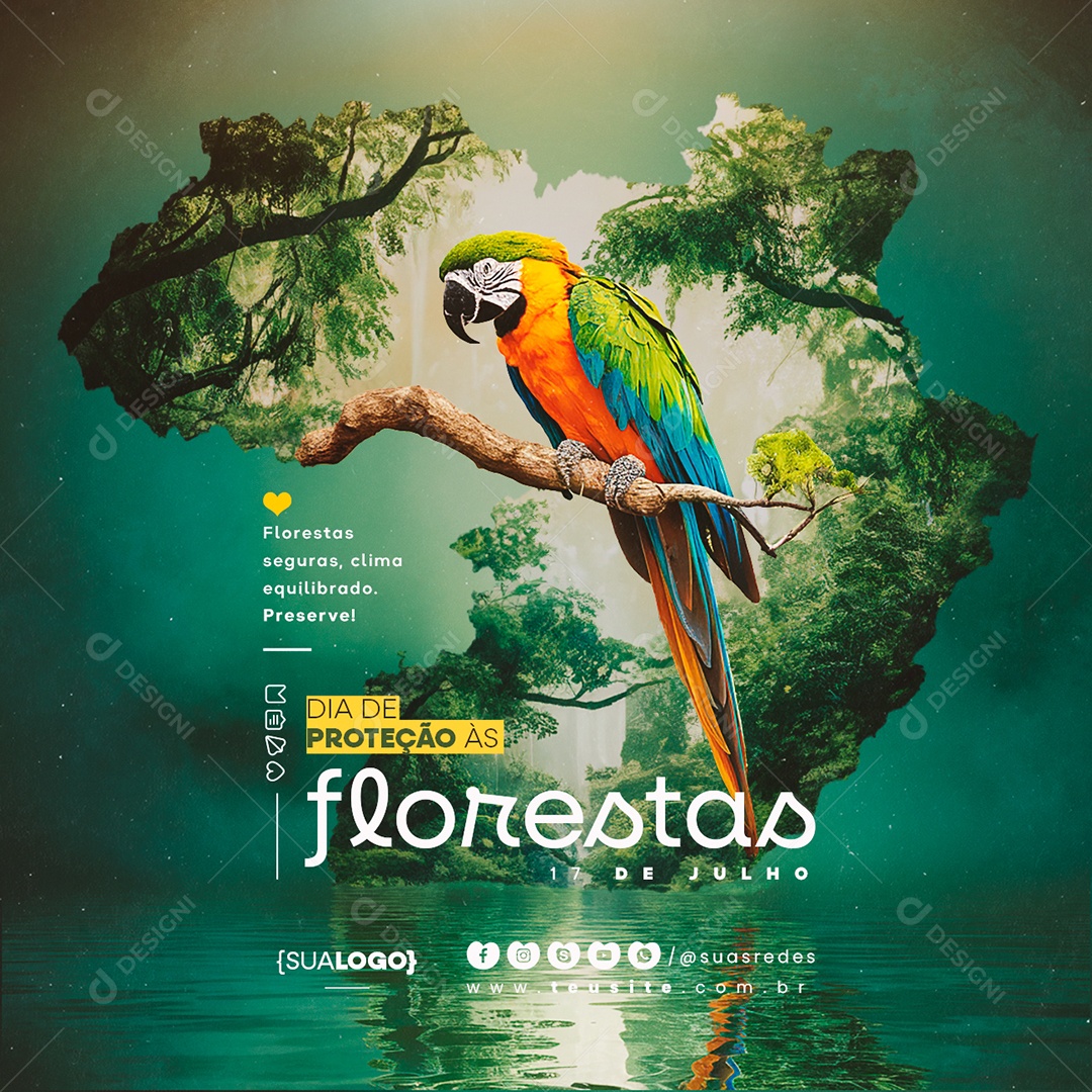 Dia de Proteção às Florestas 17 de Julho Social Media PSD Editável