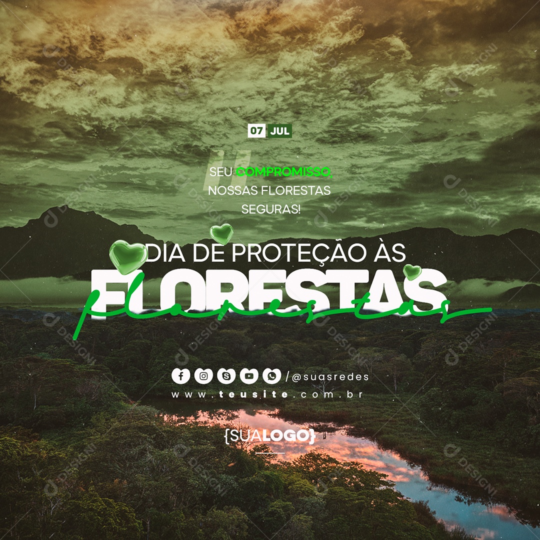 Dia de Proteção às Florestas 17 de Julho Social Media PSD Editável