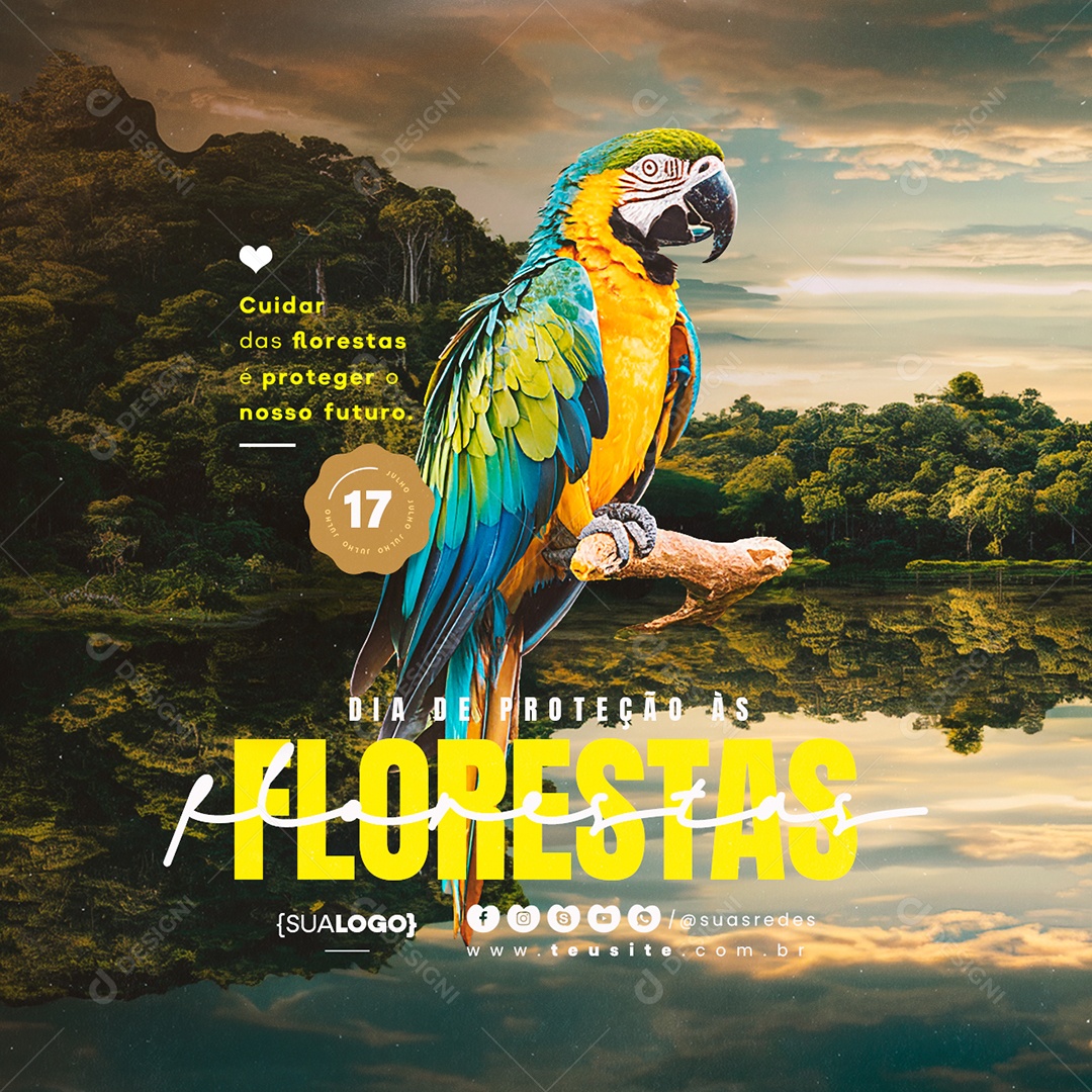 Dia de Proteção às Florestas Social Media PSD Editável