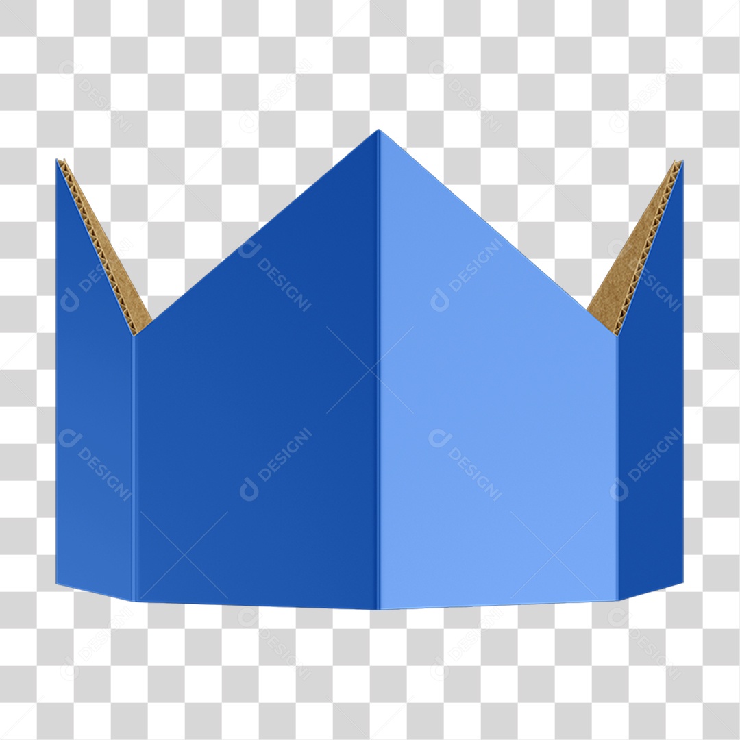 Elemento 3D Coroa de Papel Azul PNG Transparente