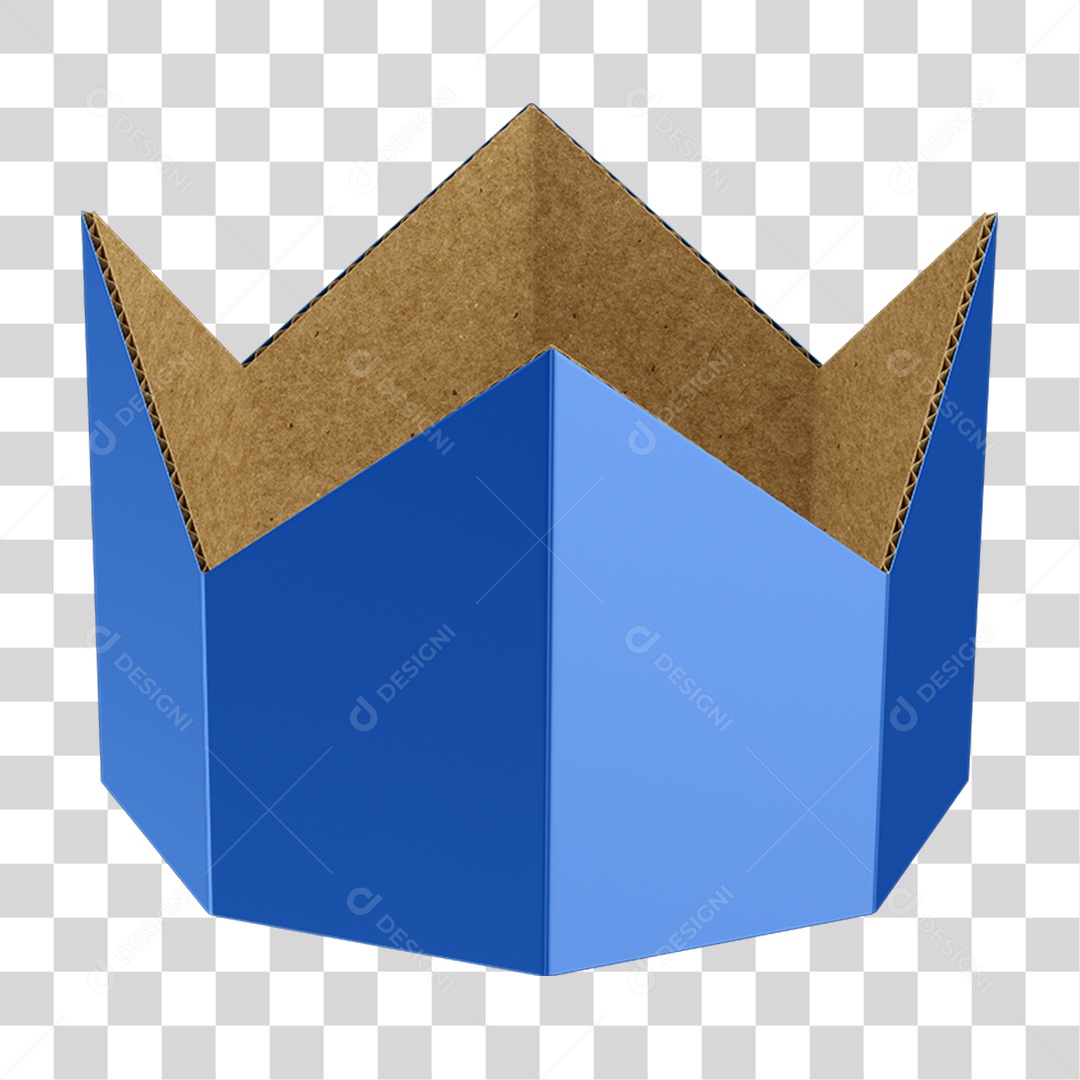 Elemento 3D Coroa de Papel Azul PNG Transparente