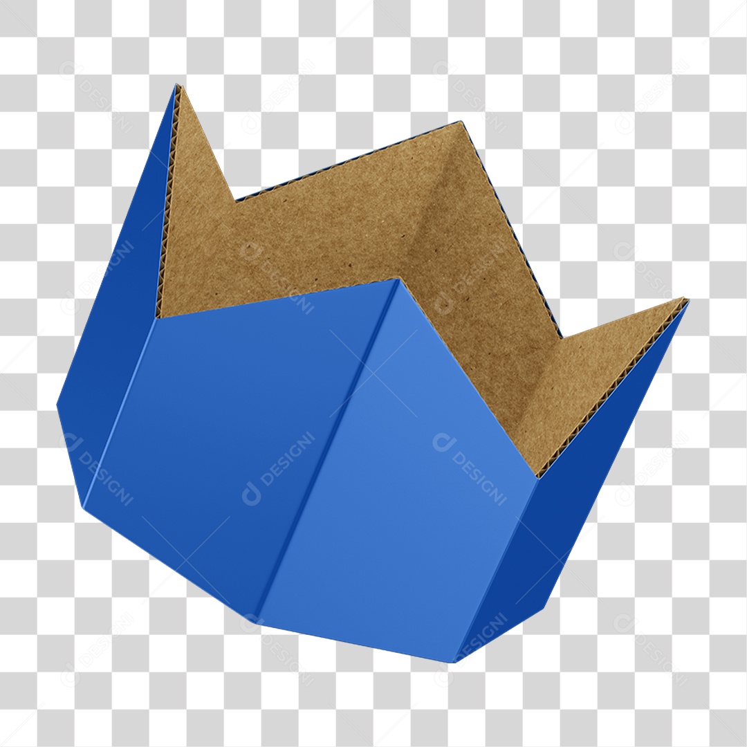 Elemento 3D Coroa de Papel Azul PNG Transparente