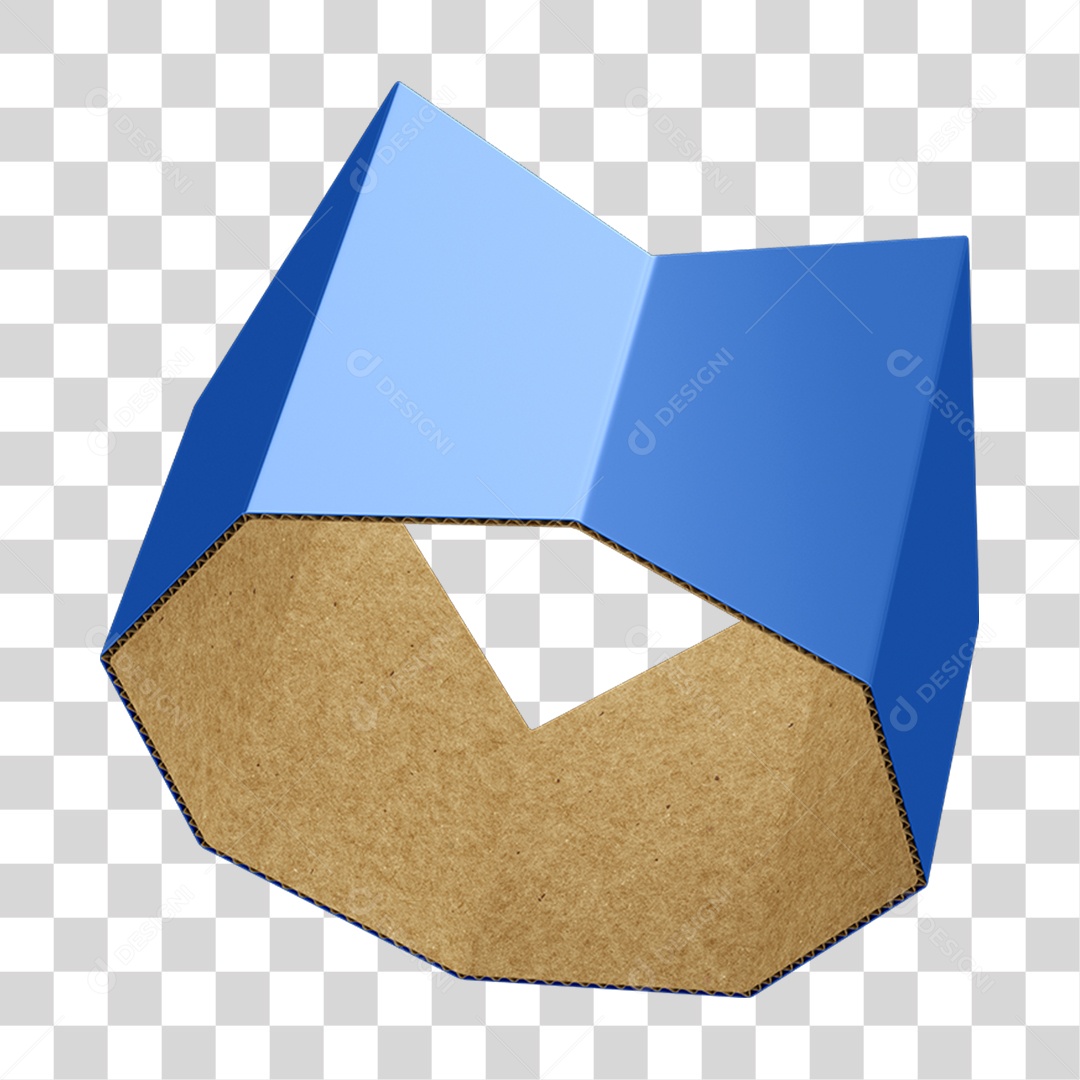 Elemento 3D Coroa de Papel Azul PNG Transparente