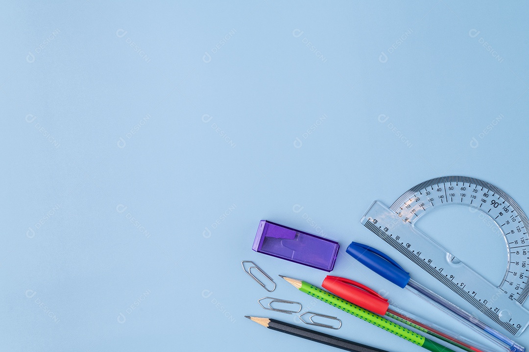 Lápis canetas réguas clipes apontador