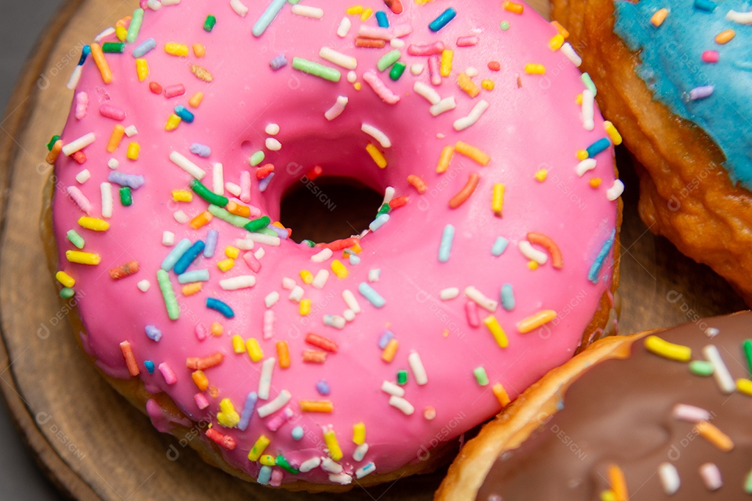 Strawberry donuts with confetti